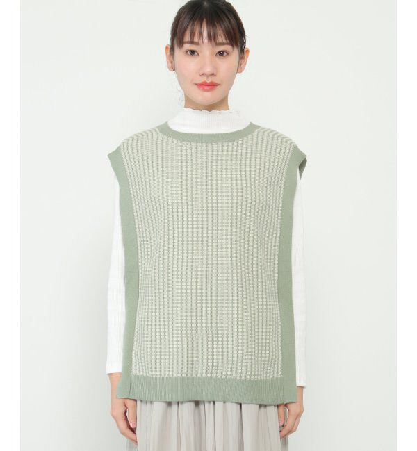 ikka「サイドリボンニットベスト」|ニット・セーター|