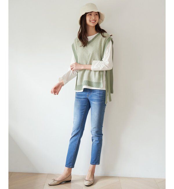 ikka「サイドリボンニットベスト」|ニット・セーター|