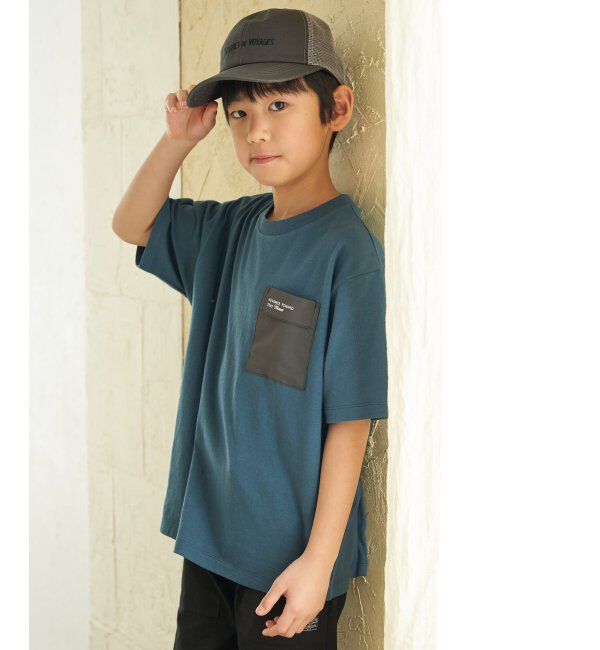 ikka kids「異素材ポケロゴプリントT（120~160cm）」|Tシャツ・カットソー|