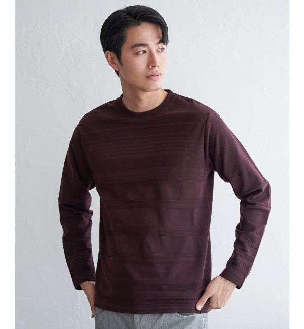 IKKA LOUNGE「ランダムリップルボーダーロンT」|Tシャツ・カットソー|