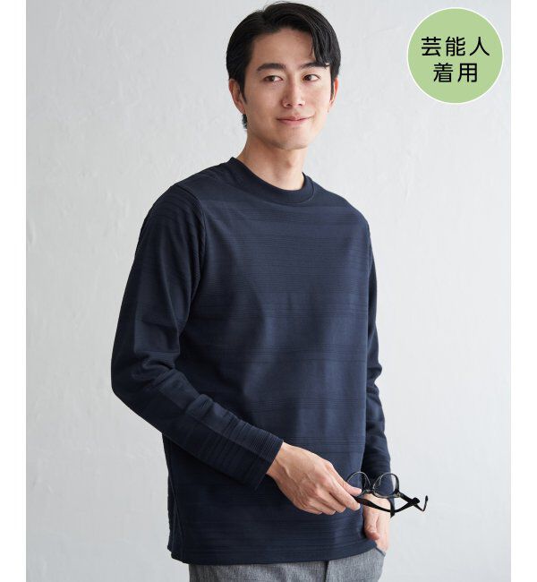 IKKA LOUNGE「ランダムリップルボーダーロンT」|Tシャツ・カットソー|ネイビーブルー