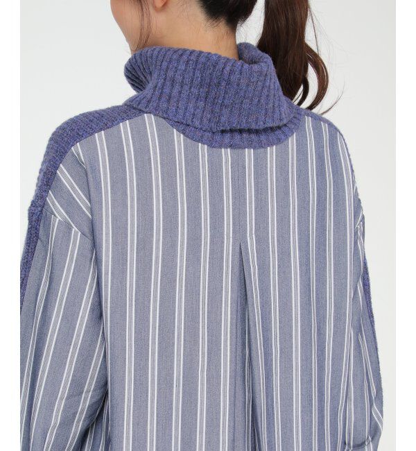 Lbc with Life「異素材切り替えタートルニットワンピ」|シャツ・ブラウス|