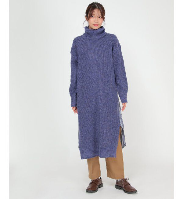 Lbc with Life「異素材切り替えタートルニットワンピ」|シャツ・ブラウス|