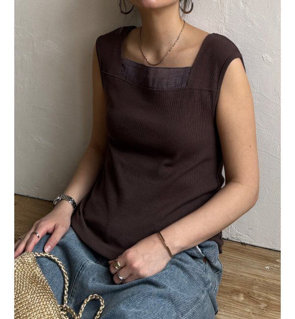 Lbc with Life「スクエアネックシアーレイヤードタンクトップ」|キャミソール|