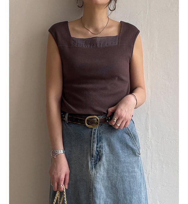 Lbc with Life「スクエアネックシアーレイヤードタンクトップ」|キャミソール|
