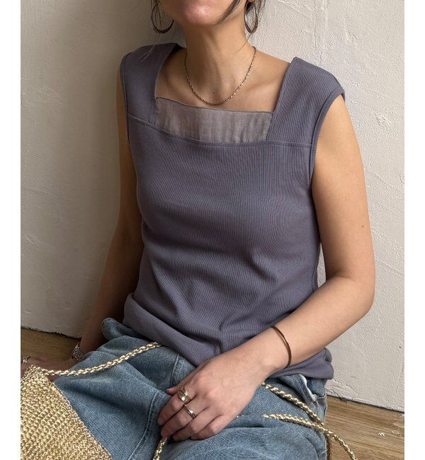 Lbc with Life「スクエアネックシアーレイヤードタンクトップ」|キャミソール|