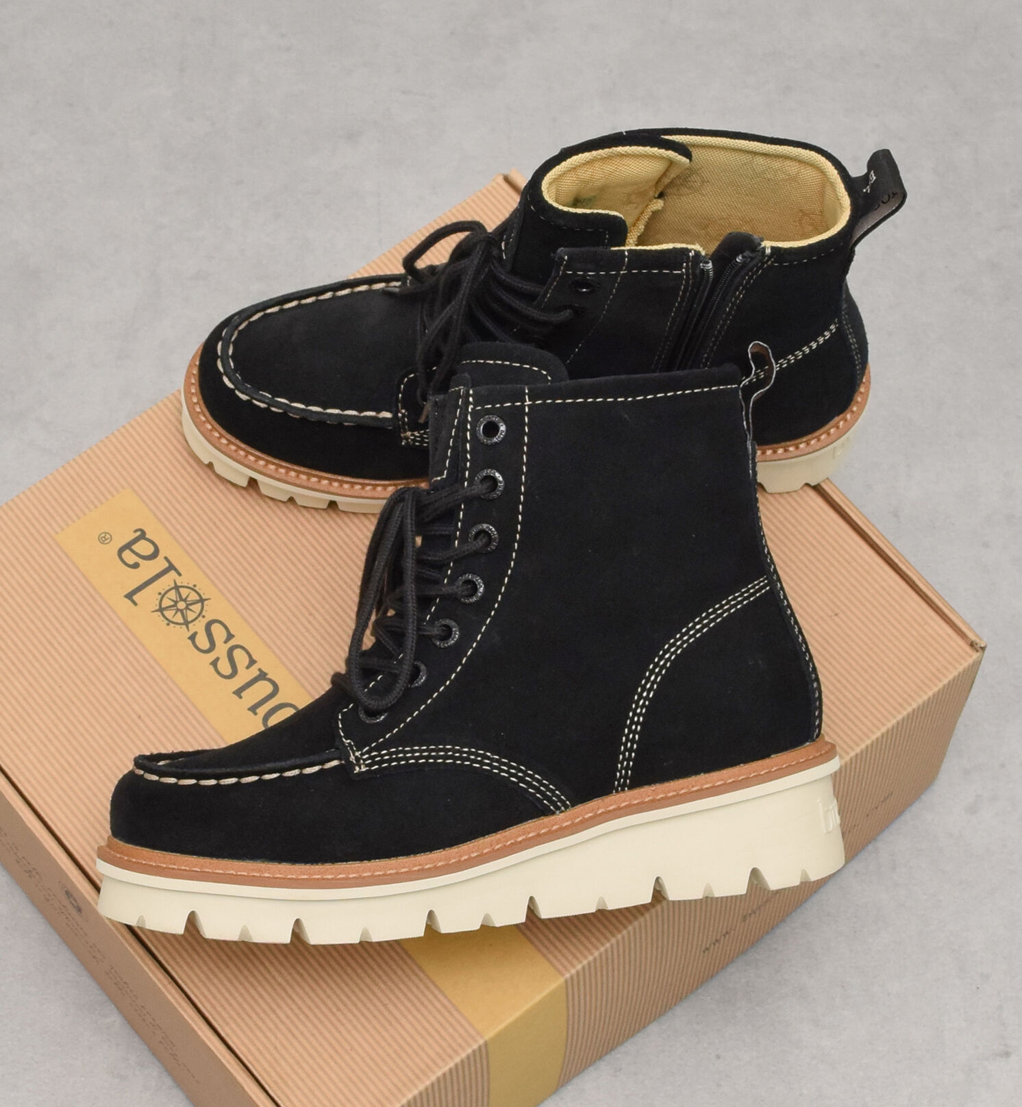 IMPORT SELECT「【bussola】本革厚底モカシンショートブーツ」|ショートブーツ|BLS