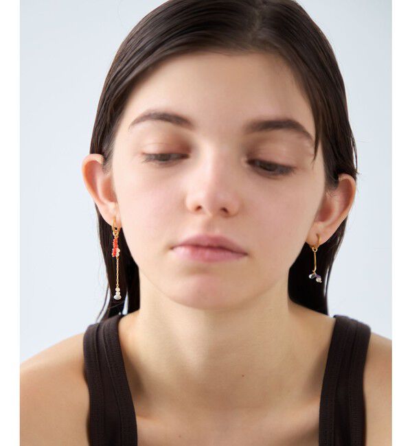 ete「[フォーチュン] ナチュラルストーン チャーム /Happy」|イヤリング|