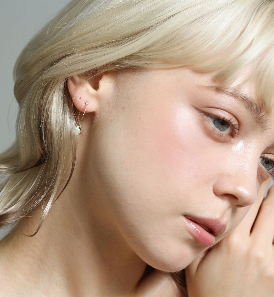  「オパール スナップ フープ ピアス  | K10YG」|ピアス|