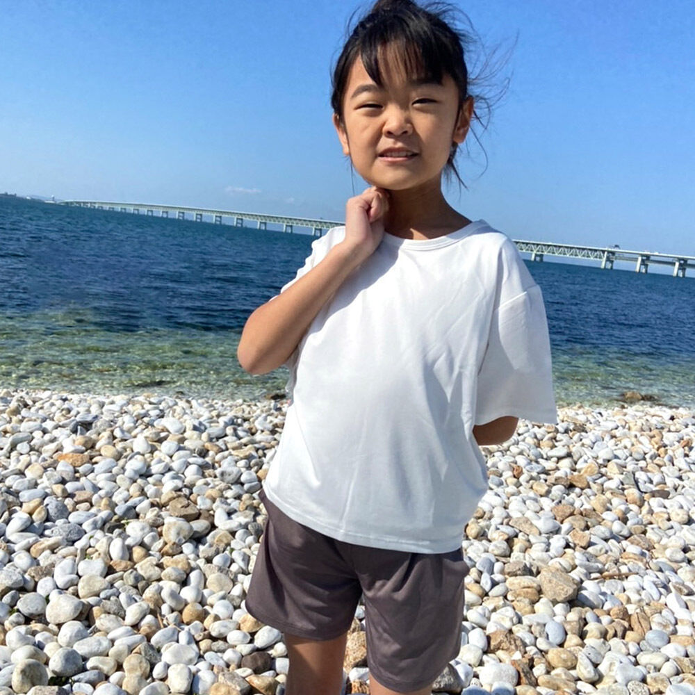 BACKYARD FAMILY「ラッシュガード キッズ 上下セット 通販 半袖 おしゃれ プルオーバー 無地 シンプル」|スポーツ|ホワイト1