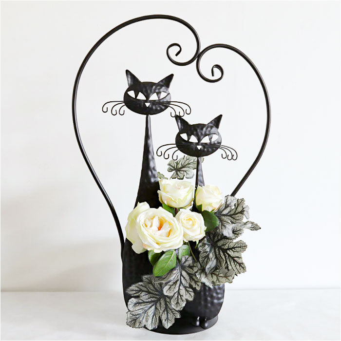 BACKYARD FAMILY「アイアン プランター 鉢カバー ネコ 通販 フラワーポット フラワースタンド プランターカバー」|その他|