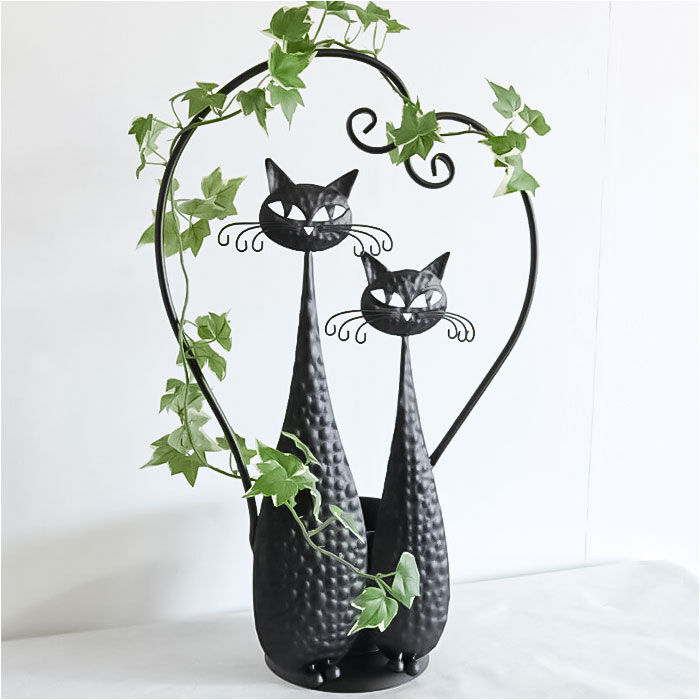 BACKYARD FAMILY「アイアン プランター 鉢カバー ネコ 通販 フラワーポット フラワースタンド プランターカバー」|その他|