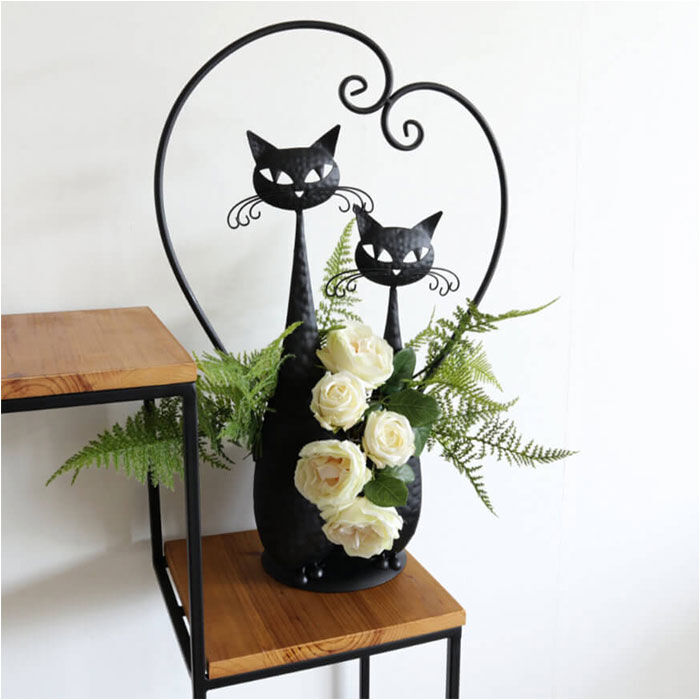 BACKYARD FAMILY「アイアン プランター 鉢カバー ネコ 通販 フラワーポット フラワースタンド プランターカバー」|その他|