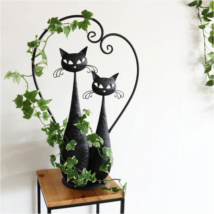 BACKYARD FAMILY「アイアン プランター 鉢カバー ネコ 通販 フラワーポット フラワースタンド プランターカバー」|その他|