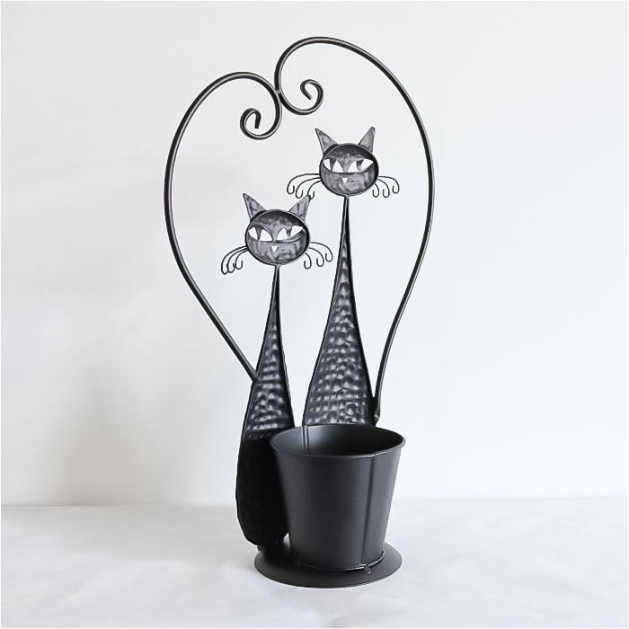 BACKYARD FAMILY「アイアン プランター 鉢カバー ネコ 通販 フラワーポット フラワースタンド プランターカバー」|その他|