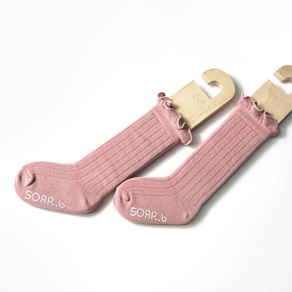 BACKYARD FAMILY「靴下 キッズ 女の子 ハイソックス 通販 長靴下 66012301 ソックス ロージーハイソックス」|ソックス|ピンク1