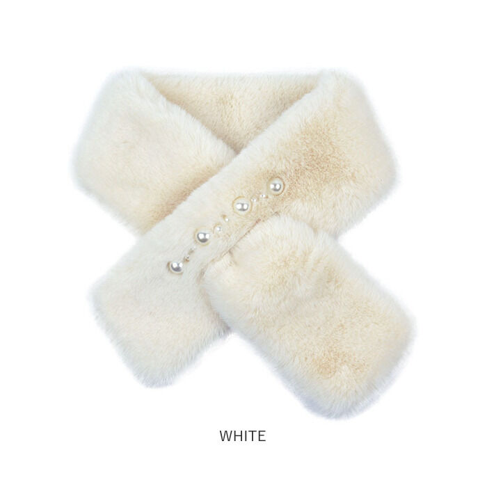 BACKYARD FAMILY「ティペット レディース ファー 通販 ミニマフラー マフラー 襟巻き 首巻き パール付 パール」|ストール|