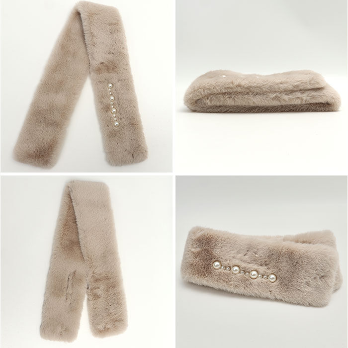 BACKYARD FAMILY「ティペット レディース ファー 通販 ミニマフラー マフラー 襟巻き 首巻き パール付 パール」|ストール|