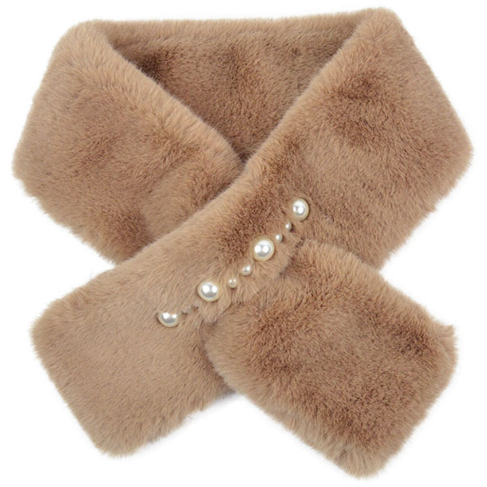 BACKYARD FAMILY「ティペット レディース ファー 通販 ミニマフラー マフラー 襟巻き 首巻き パール付 パール」|ストール|ブラウン1