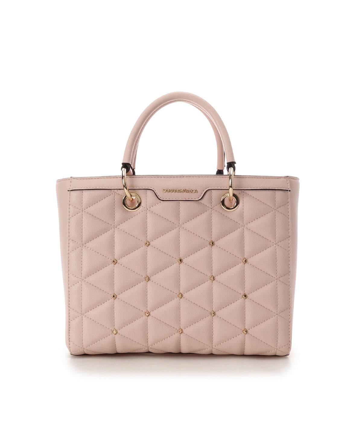 Samantha Vega「キルティングスタッズスクエアバッグ」|ハンドバッグ|ピンク