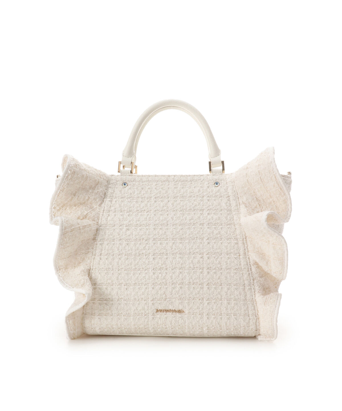 Samantha Vega「ツイードフリルハンドバッグ（大）」|ハンドバッグ|ホワイト