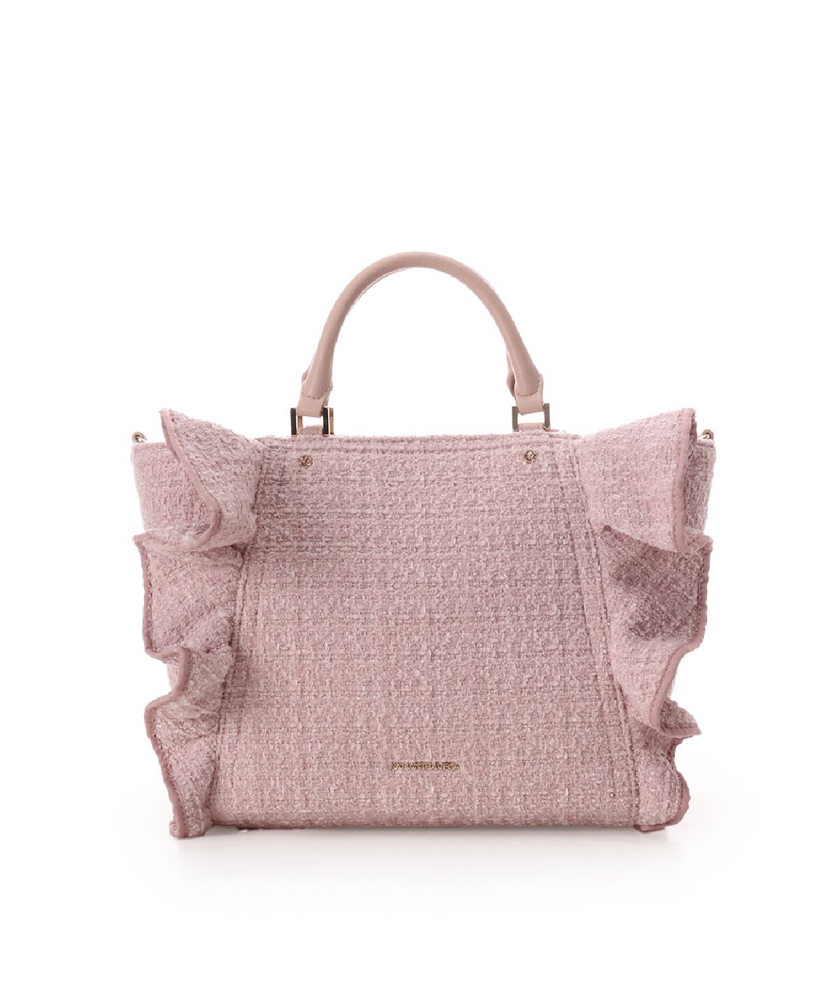 Samantha Vega「ツイードフリルハンドバッグ（大）」|ハンドバッグ|ピンク