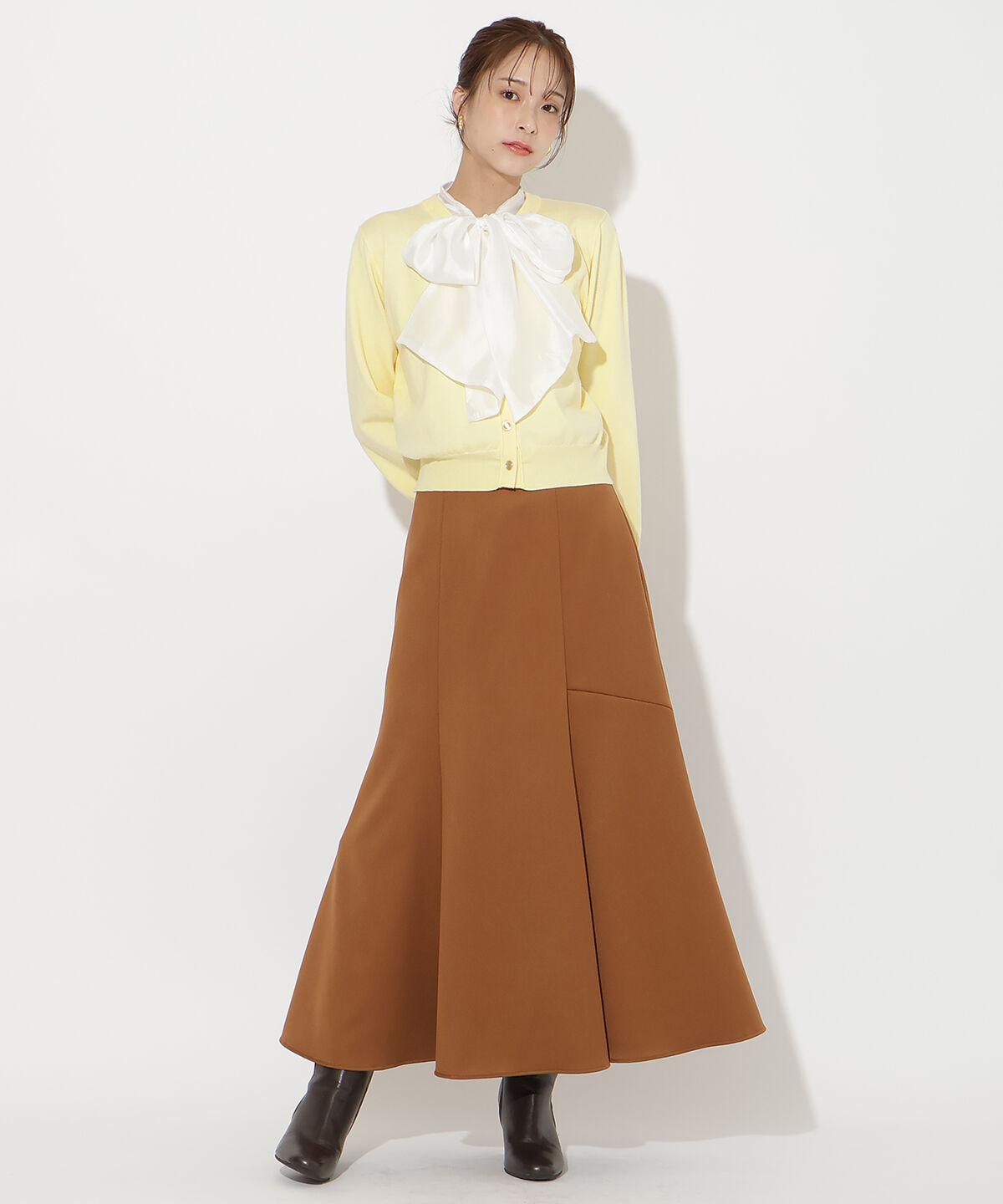 アンドクチュール「異素材リボンニットカーディガン」|カーディガン|