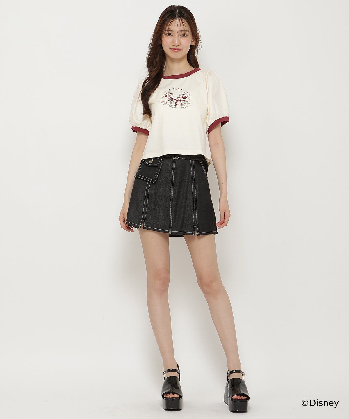  「ミッキー&ミニー / トラベルデザイン リンガーTシャツ」|Tシャツ・カットソー|