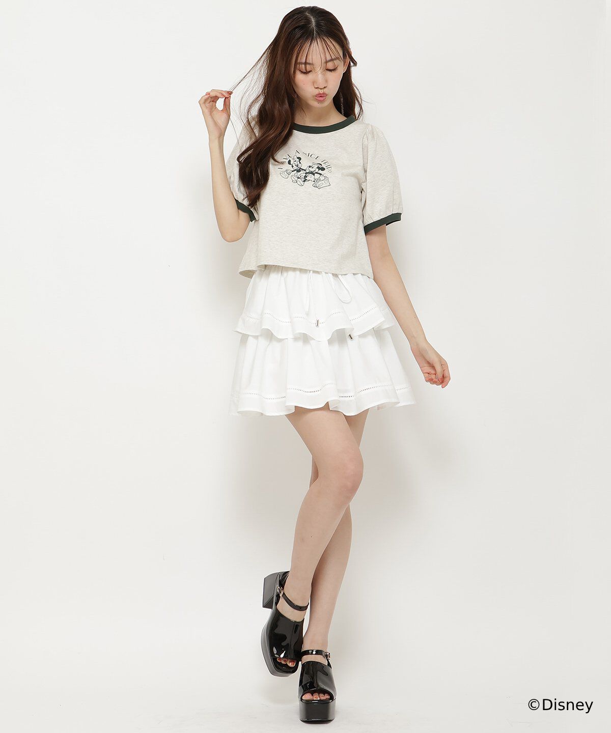  「ミッキー&ミニー / トラベルデザイン リンガーTシャツ」|Tシャツ・カットソー|