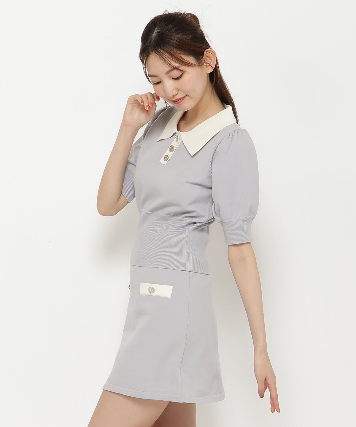 REDYAZEL「衿つきバイカラーニットトップス」|ニット・セーター|