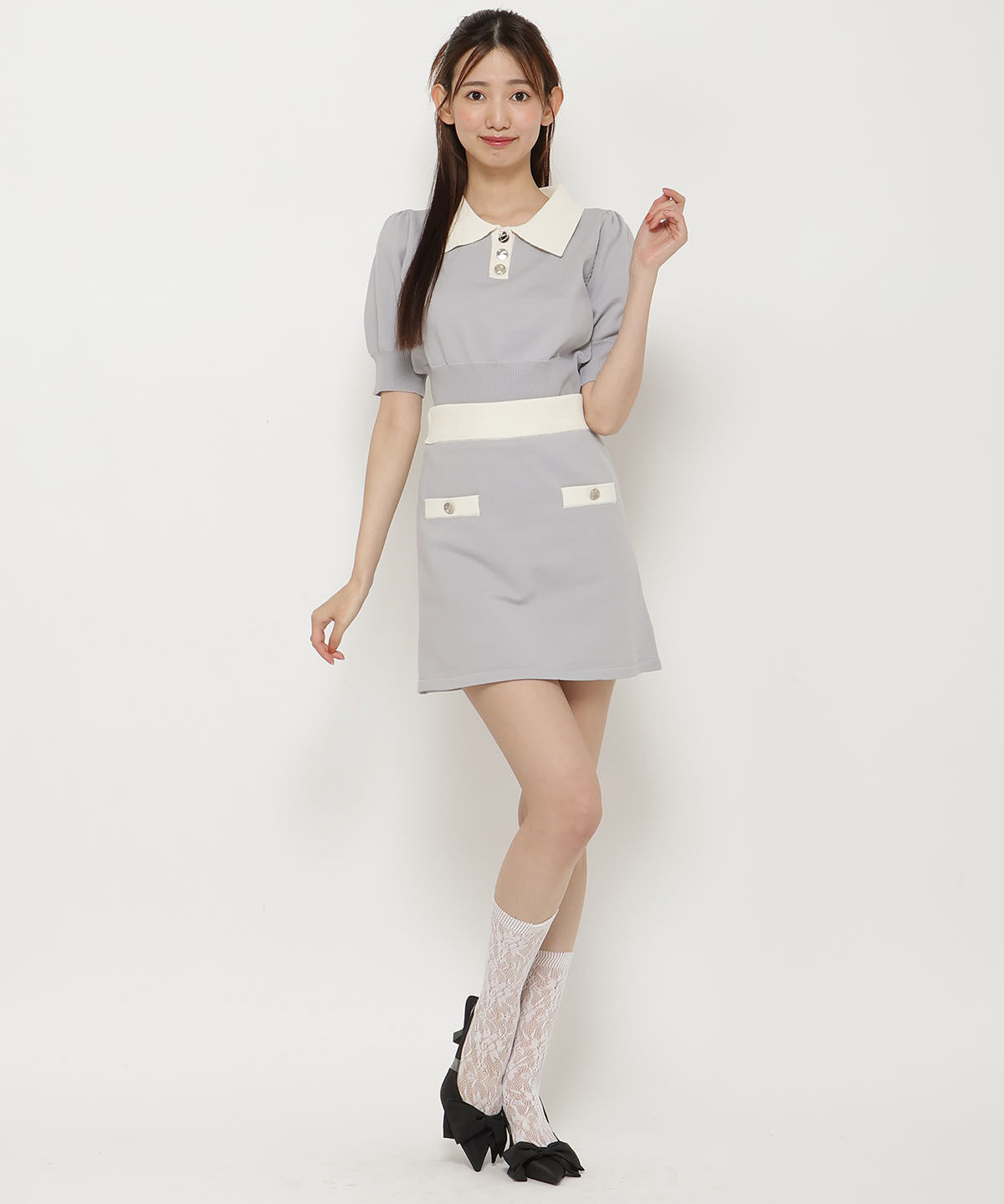 REDYAZEL「衿つきバイカラーニットトップス」|ニット・セーター|