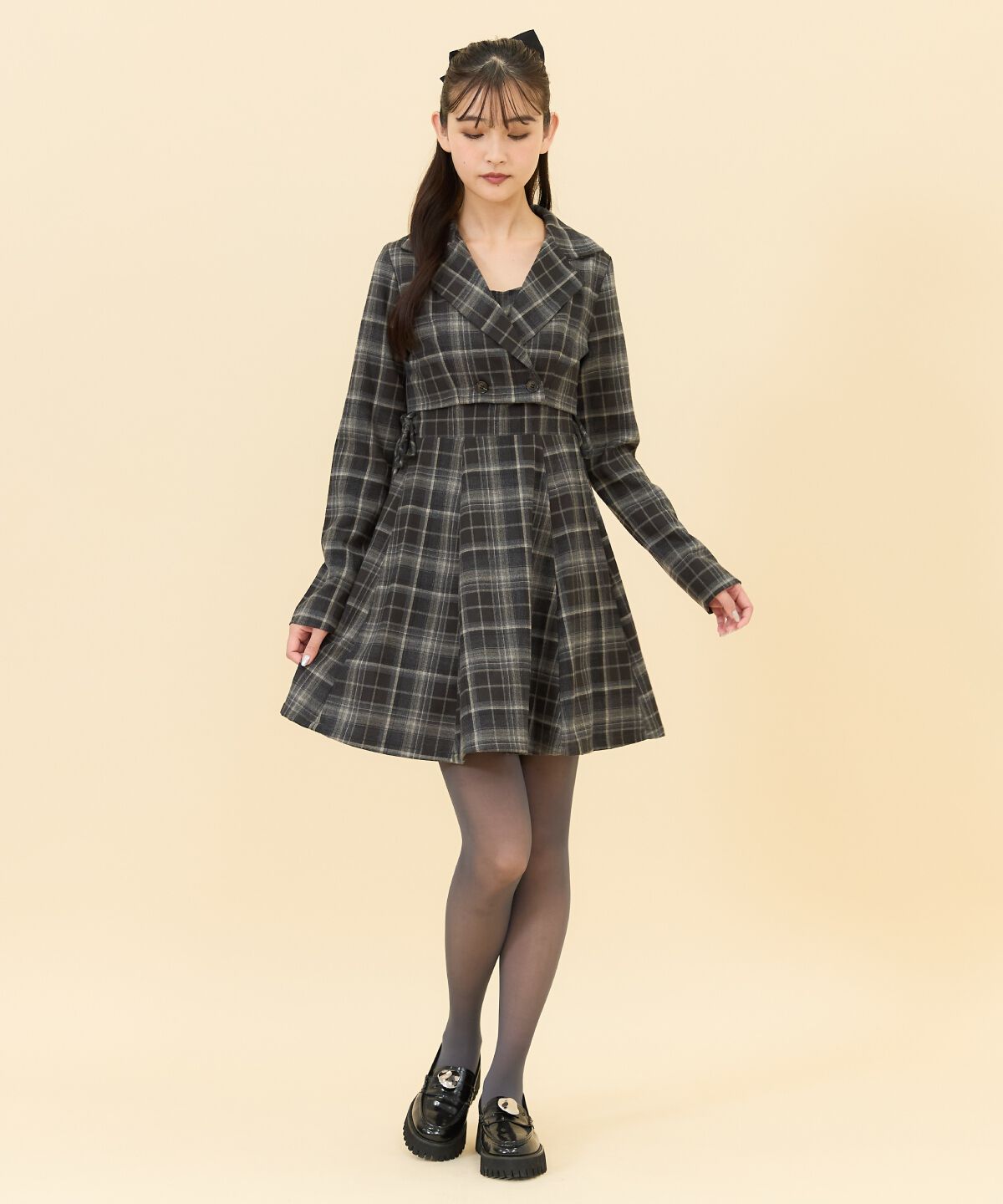 REDYAZEL「チェックサイドダブルリボンワンピース」|ワンピース|