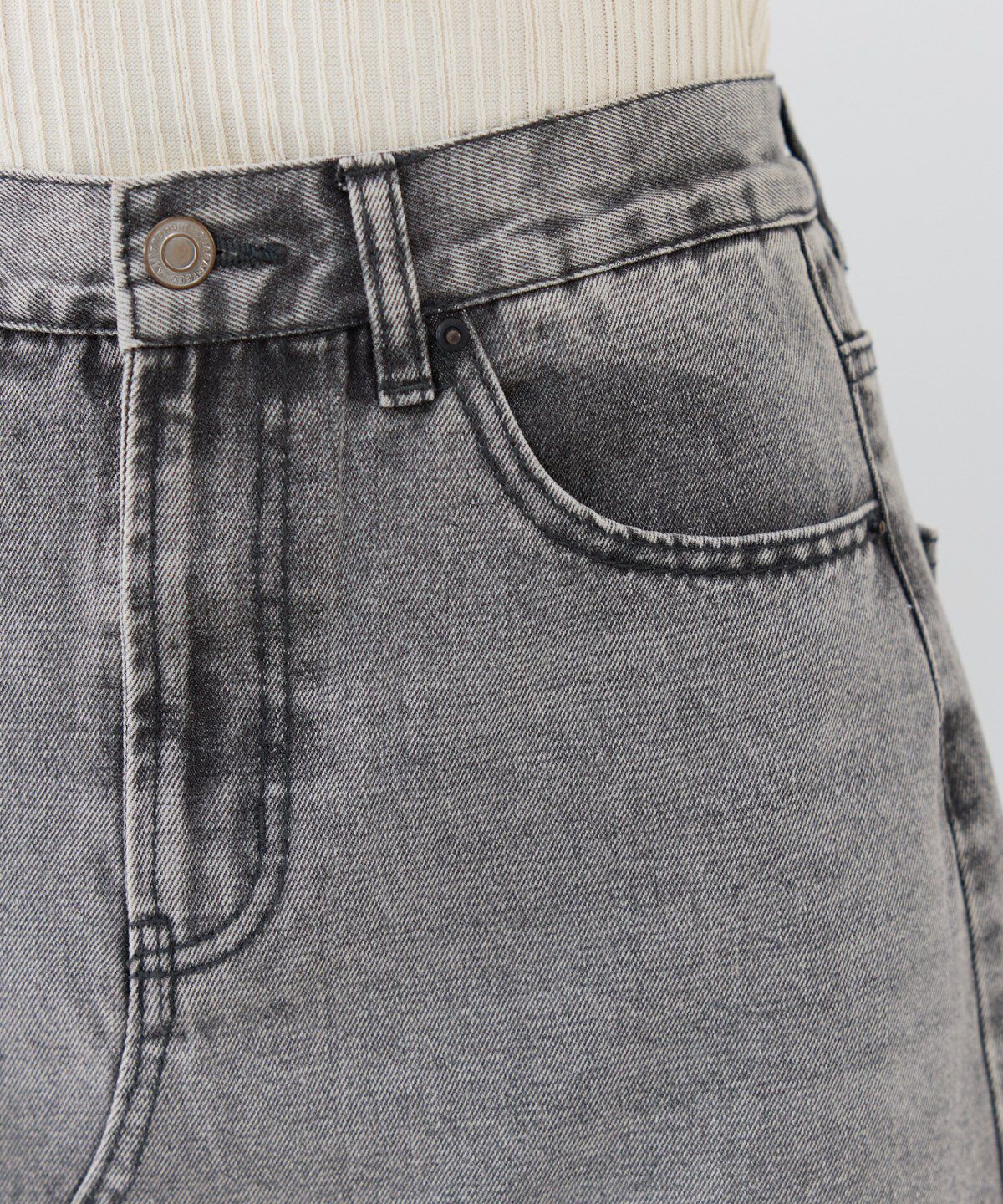 REDYAZEL「リメイク風フリンジヘムデニムロングスカート」|タイト|