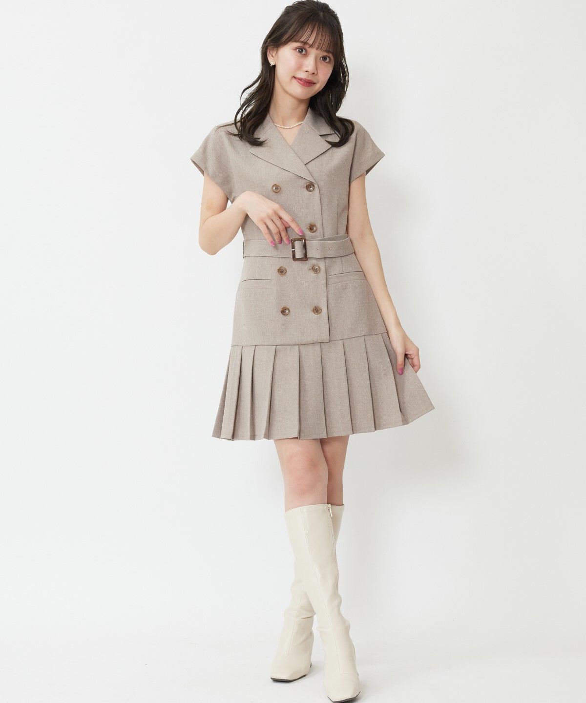 WILLSELECTION「オープンショルダートレンチ風ワンピース」|ワンピース|