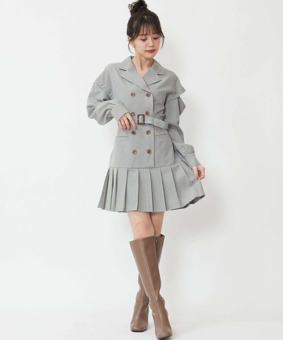 WILLSELECTION「オープンショルダートレンチ風ワンピース」|ワンピース|