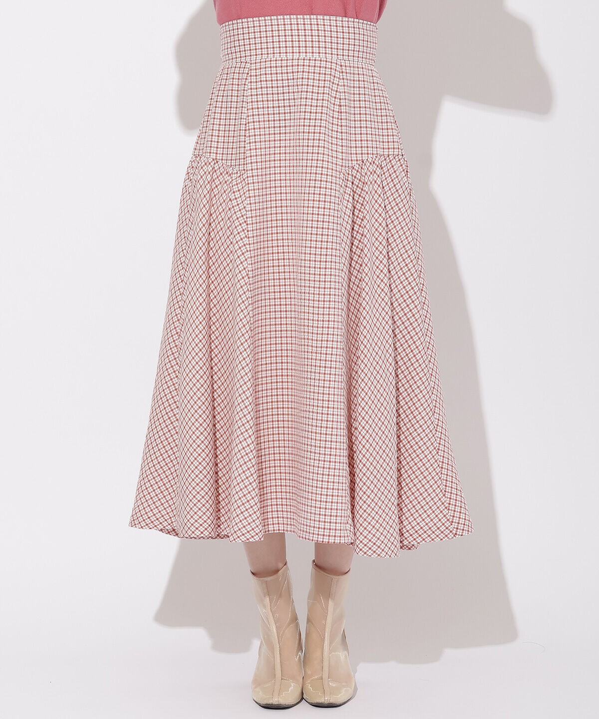 WILLSELECTION「ギャザー切替ギンガムフレアスカート」|フレア|
