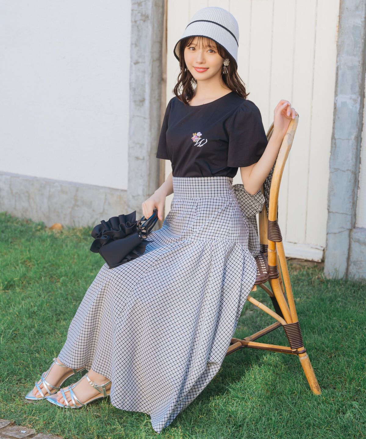 WILLSELECTION「ギャザー切替ギンガムフレアスカート」|フレア|