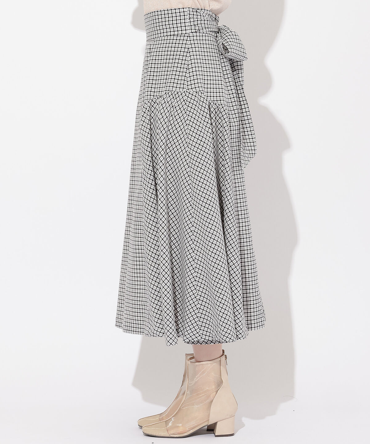 WILLSELECTION「ギャザー切替ギンガムフレアスカート」|フレア|