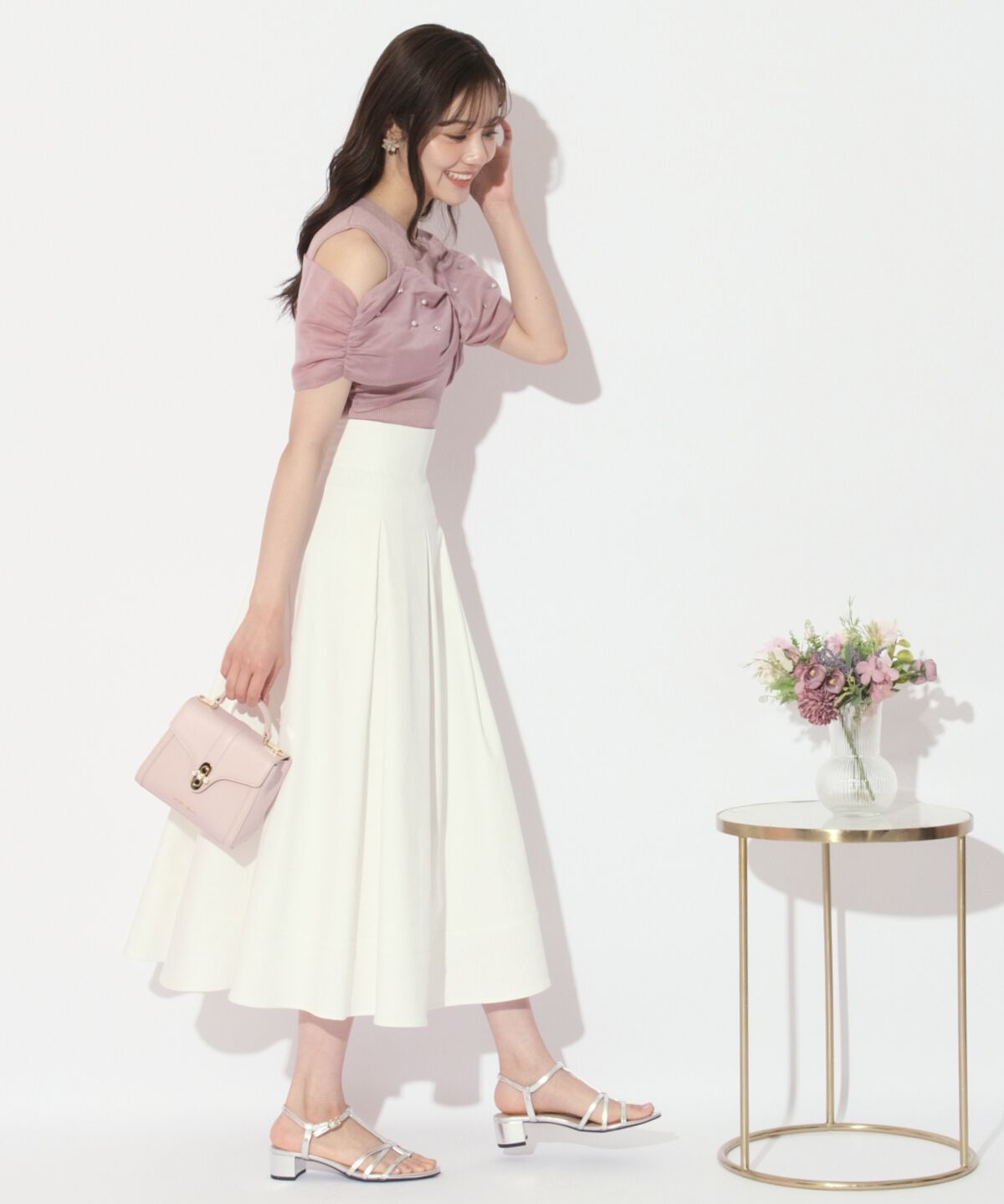 WILLSELECTION「ビジュー付きリボン風ニットプルオーバー」|ニット・セーター|