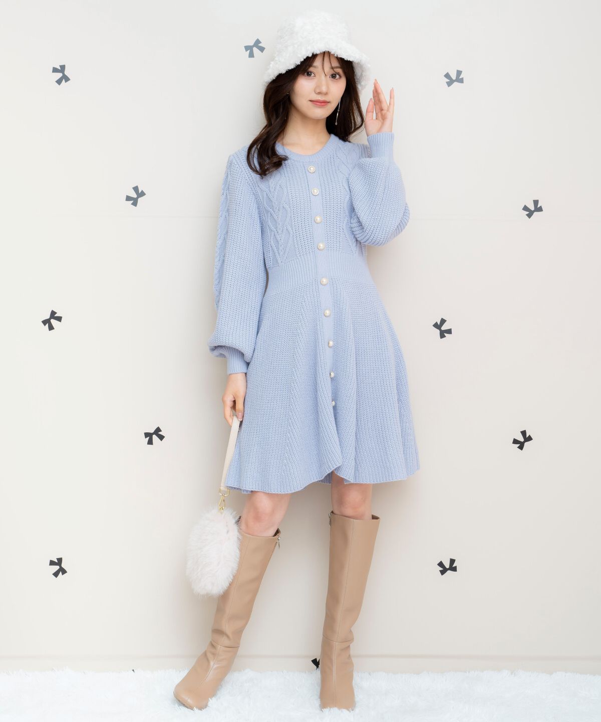 WILLSELECTION「ハートケーブルニットワンピース」|ワンピース|ラベンダー