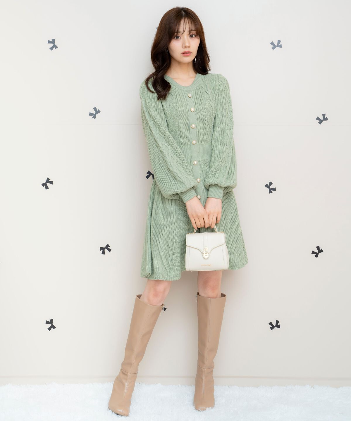 WILLSELECTION「ハートケーブルニットワンピース」|ワンピース|