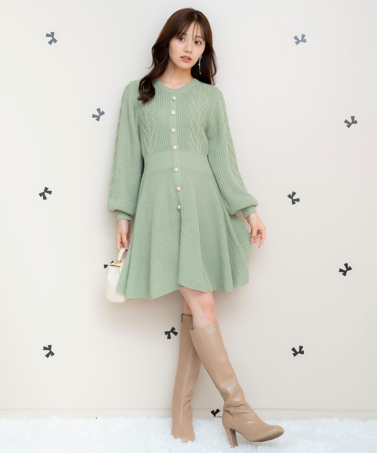 WILLSELECTION「ハートケーブルニットワンピース」|ワンピース|