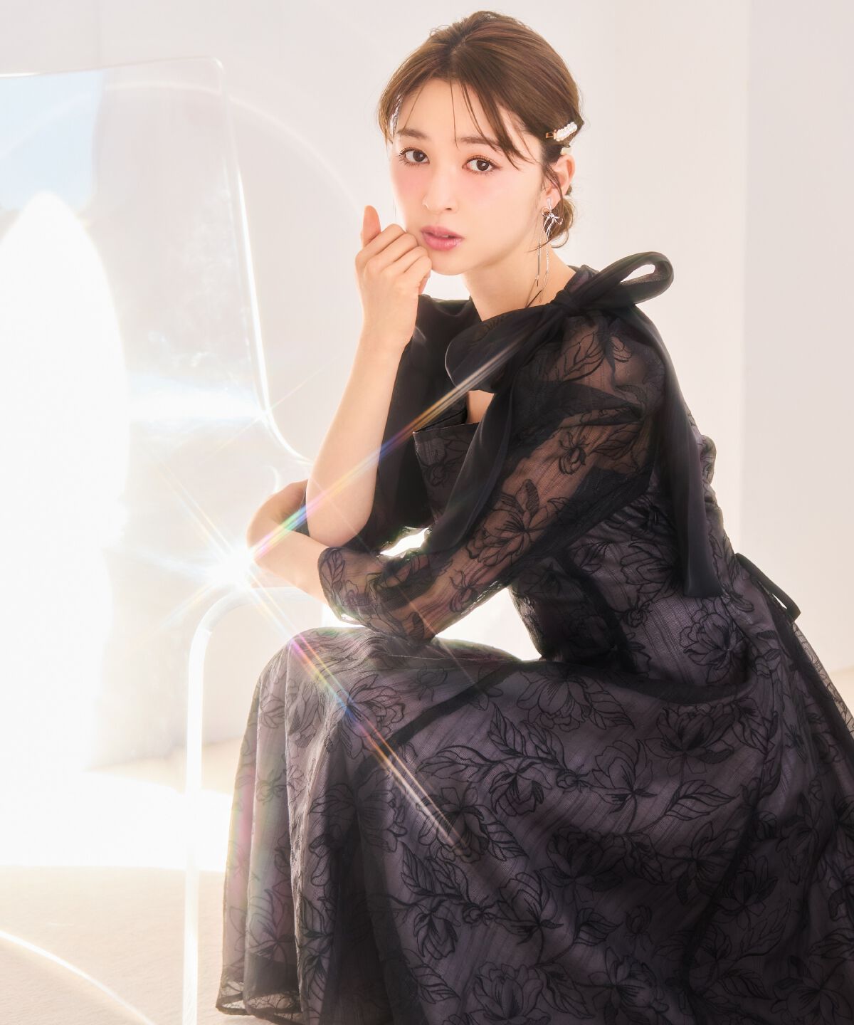 WILLSELECTION「フラワー刺繍肩リボンドレス」|ドレス|