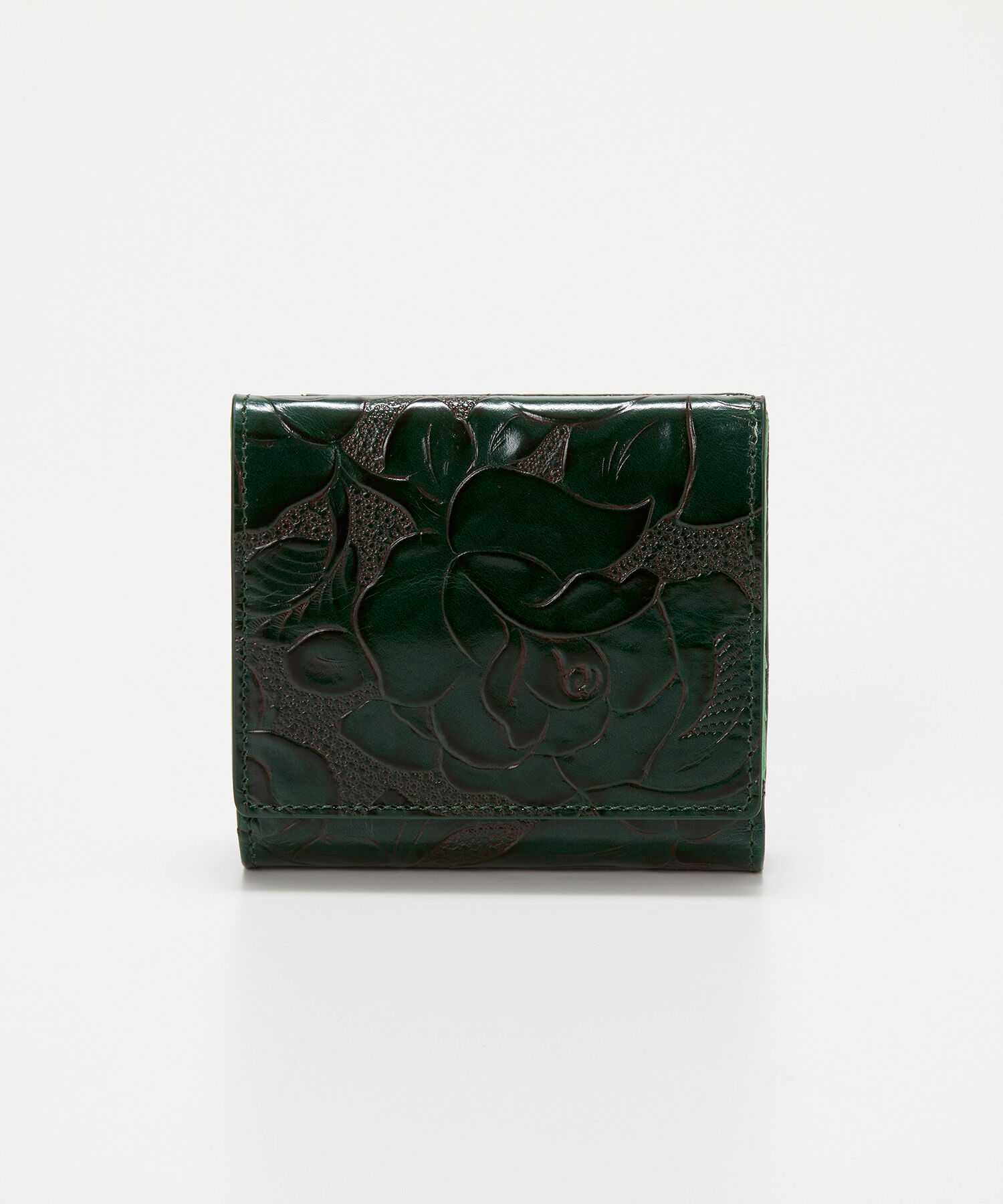 TOPKAPI BREATH「【TREASURE TOPKAPI】ローズエンボス ツヤ レザー 二つ折り財布」|財布|グリーン