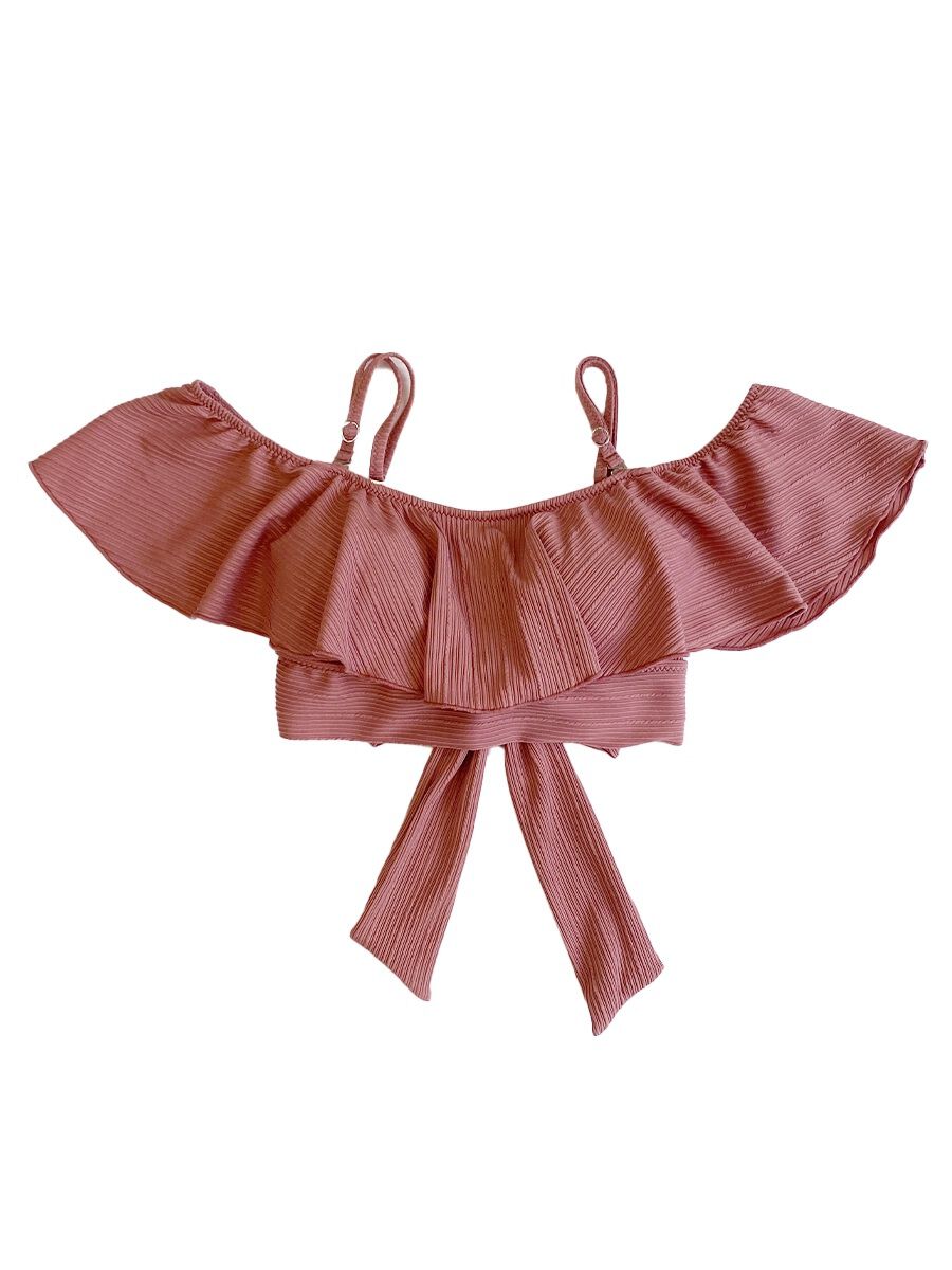 PEAK&PINE「【新作】無地リブ素材オフショルダーワンピ見えビキニ」|ビキニ|