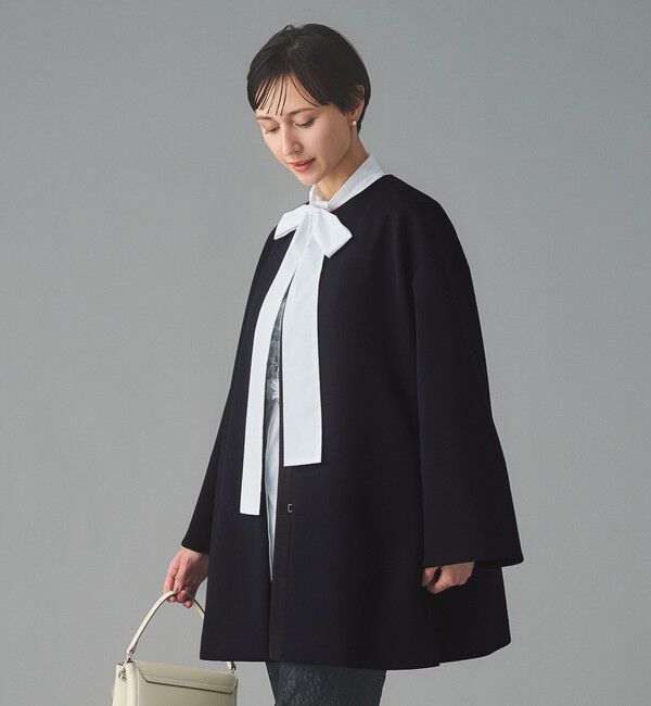 UNITED ARROWS「SPONGY Aライン ミドルコート」|ノーカラーコート|