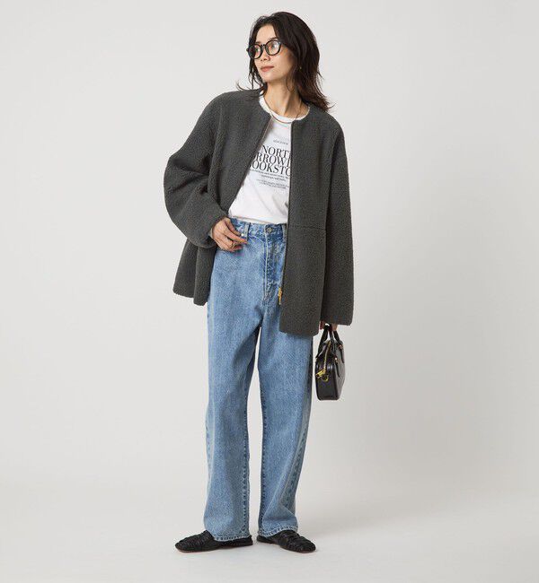 size SHORTあり］ボア ノーカラー ブルゾン（UNITED ARROWS green