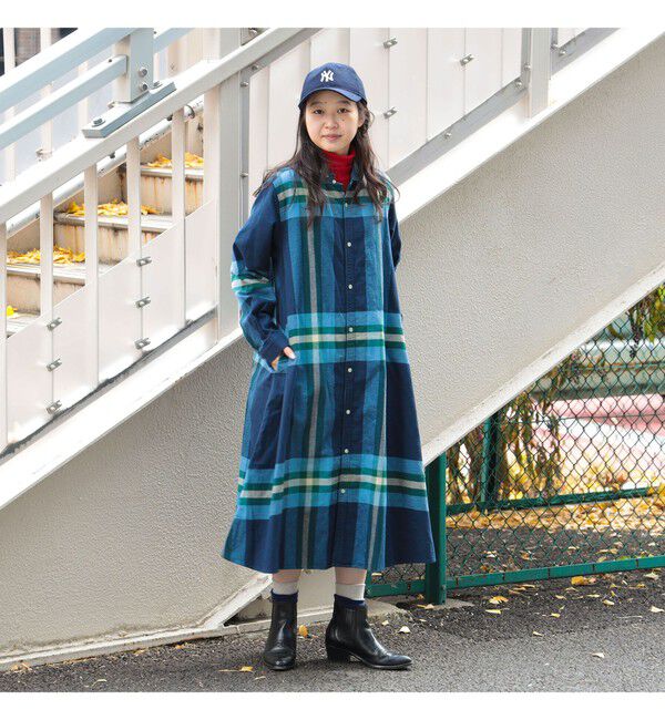 BEAMSBOY「ビッグ タータン ワンピース」|ワンピース|NAVY