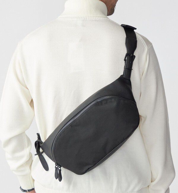 SHIPS「SHIPS: シュリンクレザー &times; ファブリック コンビ ウエスト バッグ (ボディバッグ)」|ショルダー・メッセンジャー|