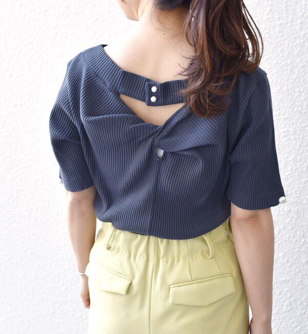 SHIPS for women「*オーガニックコットン バック クロス リブ トップス◇」|Tシャツ・カットソー|